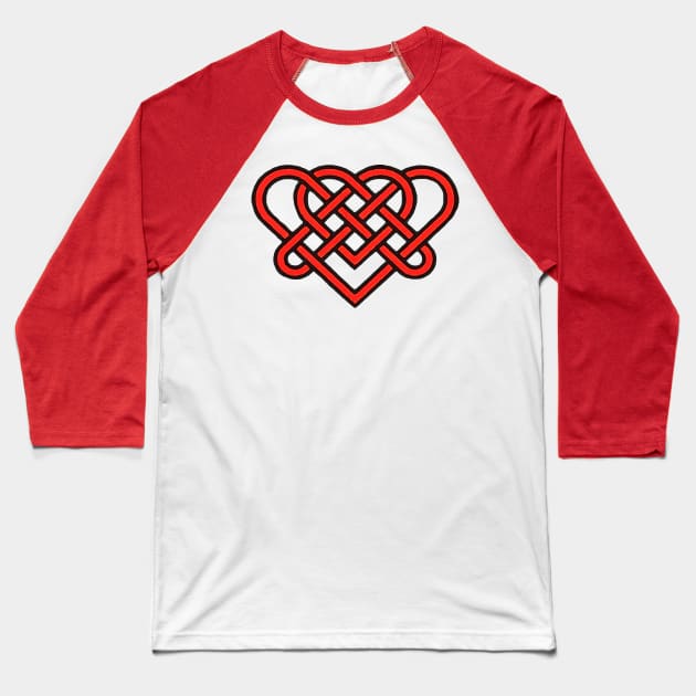 Celtic Eternal Love Knot Romantic Heart Red Design Baseball T-Shirt by taiche